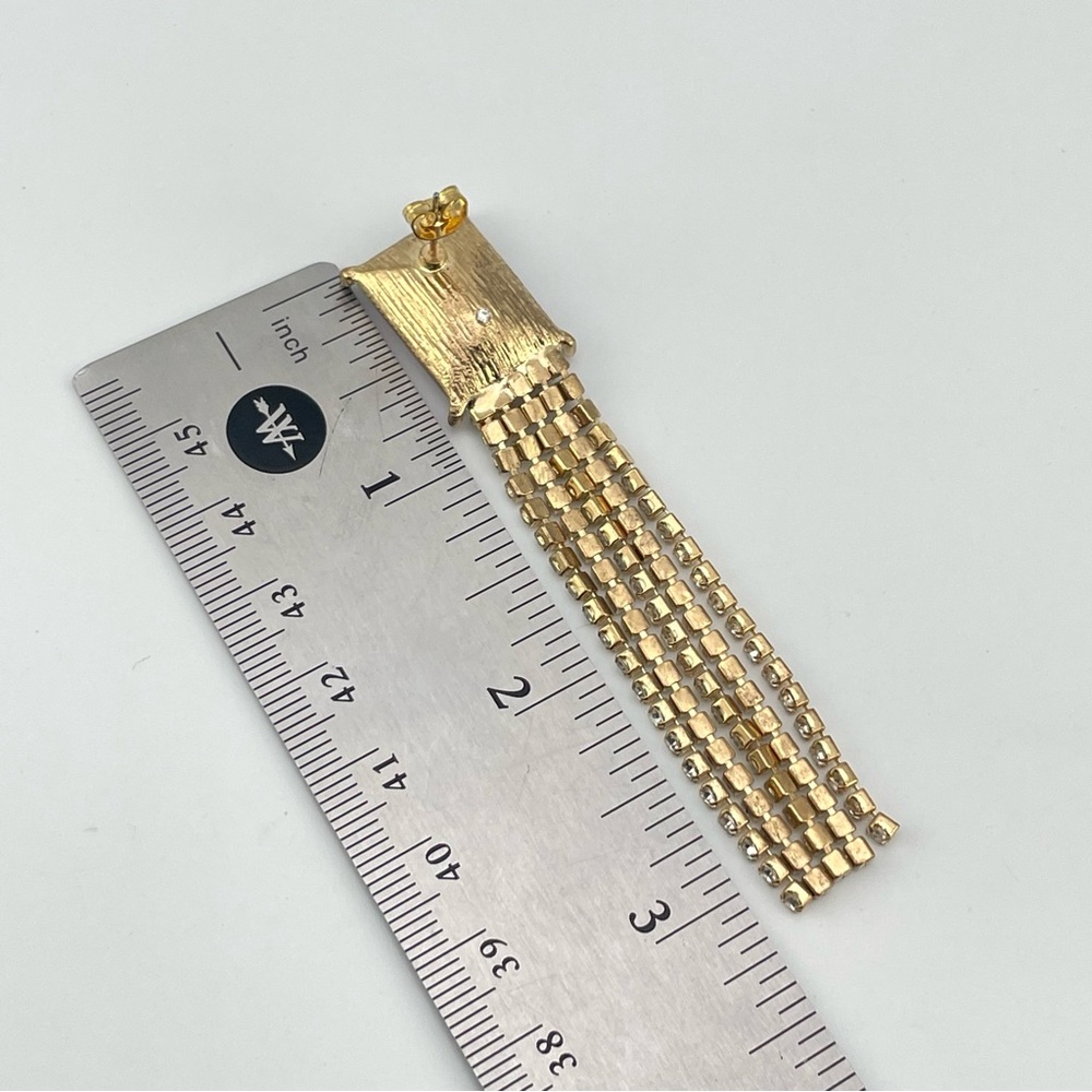 Statement Gold Dangle Earrings W/ Red Crystal & R… - image 7